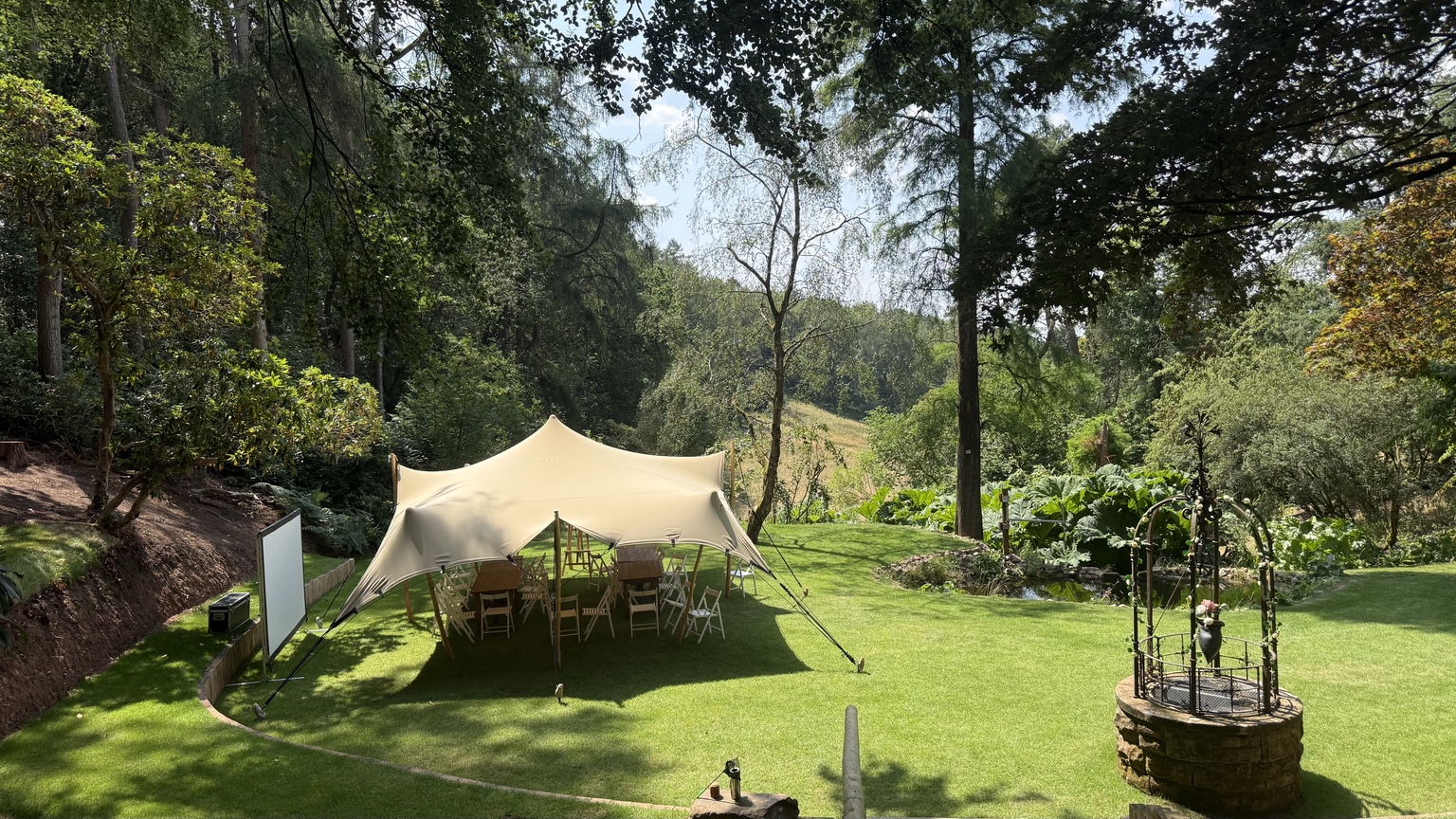 Garden stretch tent installation