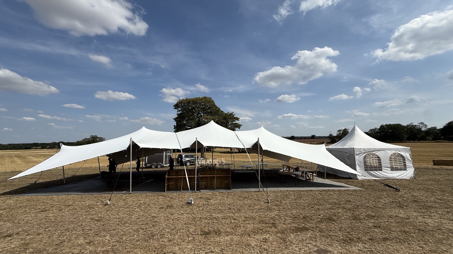 Large white stretch tent installation